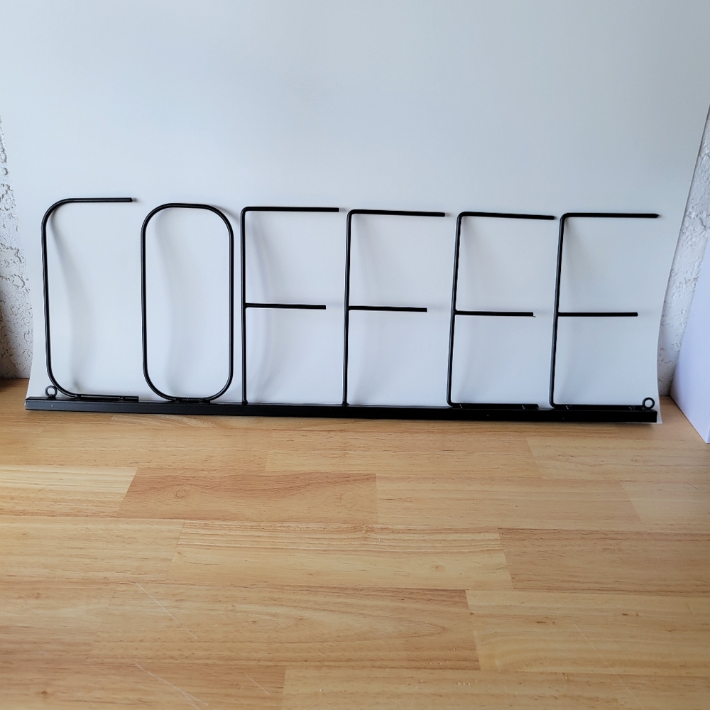 Metal Coffee Sign Wall Hanger 27x9 New
